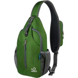 Men Army Green Crossbody Sling Backpack Sling Bag Travel Hiking Chest Daypack